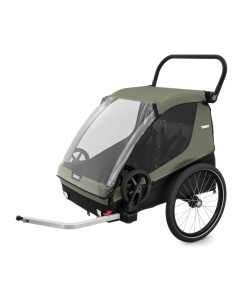 TA10102002,Remorca de bicicleta pentru transport 2 copii, Thule, Courier, Vintage green