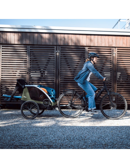 TA10102002,Remorca de bicicleta pentru transport 2 copii, Thule, Courier, Vintage green