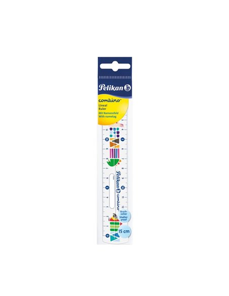 Rigla plastic Pelikan 15 cm, combino