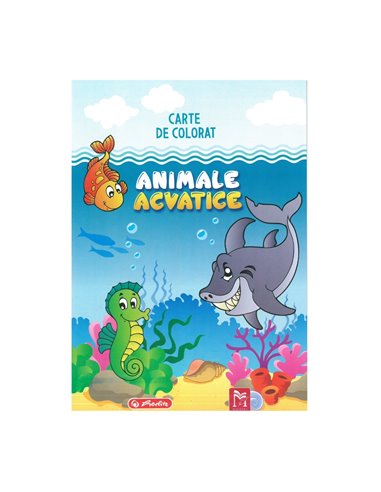 Carte de colorat Herlitz A4, 16 pagini, Animale Acvatice