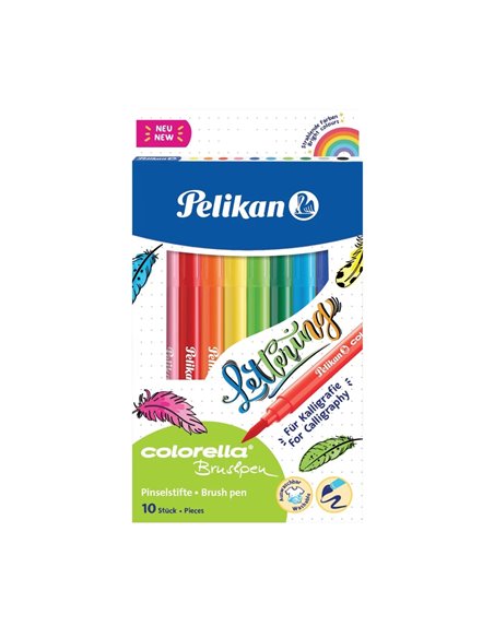 Carioca Pelikan Colorella Super Brush, 10 culori, Varf tip pensula 