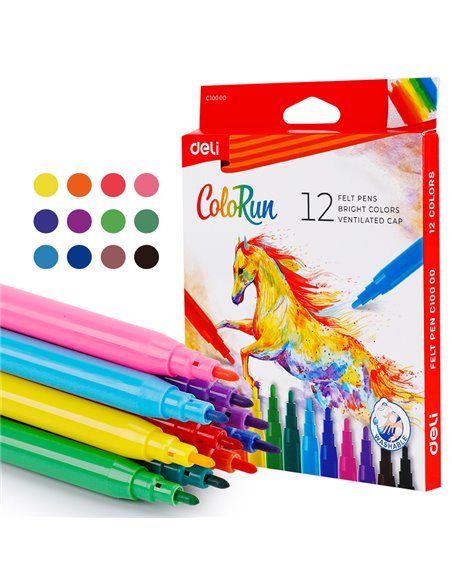 Carioci Deli DLEC10000 ColoRun, 12 culori 
