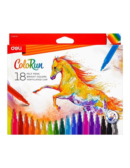 Carioci Deli DLEC10010 ColoRun, 18 culori 