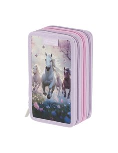 Penar echipat cu 3 fermoare Herlitz 400205915, 31 piese, Motiv Whisper mane