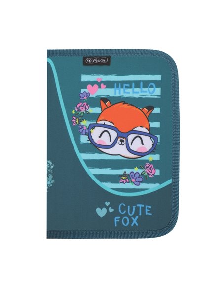 Penar neechipat cu 1 fermoar si o clapa Herlitz 400211234, Motiv Cute fox