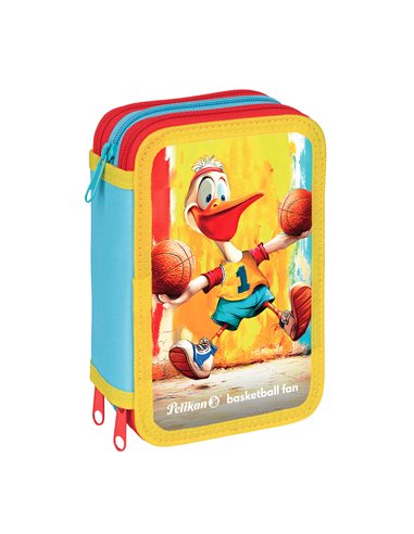 Penar echipat cu 3 fermoare Pelikan 400207264, 43 piese, Mascotte, Basket