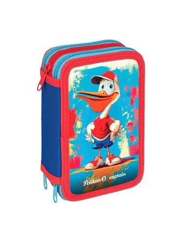 Penar echipat cu 3 fermoare Pelikan 400207264, 43 piese, Mascotte, Captain