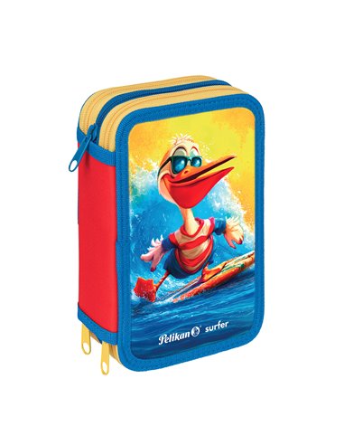 Penar echipat cu 3 fermoare Pelikan 400207264, 43 piese, Mascotte, Surfer