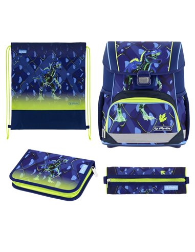 Ghiozdan scoala echipat Herlitz Loop Plus 400205563, 37 x 31 x 22 cm, Motiv T-REX Explorer