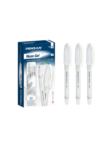 Pix gel Neon alb PENSAN - Set 12