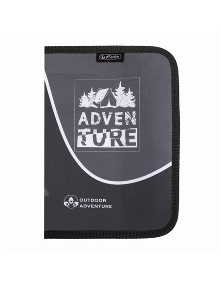 Penar echipat cu 1 fermoar si 2 clape Herlitz 400211275, 34 piese, Motiv Adventure
