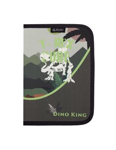 Penar echipat cu 1 fermoar si 2 clape Herlitz 400211279, 34 piese, Motiv Dino King
