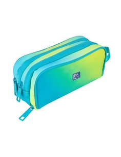 Penar etui dreptunghiular Oxford Gradient 400204527, 3 fermoare, Galben / turcoaz