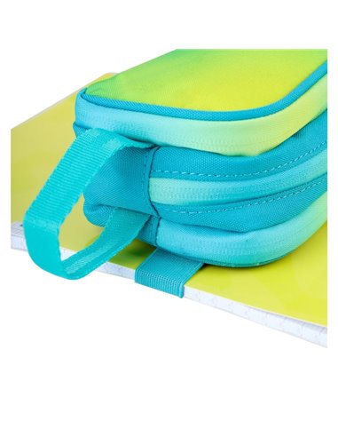 Penar etui dreptunghiular Oxford Gradient 400204527, 3 fermoare, Galben / turcoaz