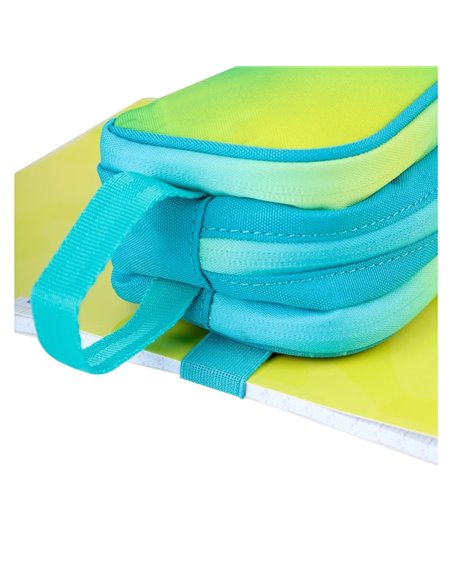 Penar etui dreptunghiular Oxford Gradient 400204527, 3 fermoare, Galben / turcoaz