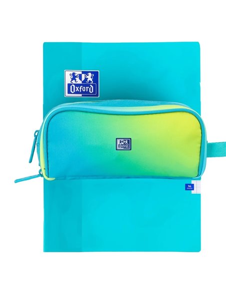 Penar etui dreptunghiular Oxford Gradient 400204527, 3 fermoare, Galben / turcoaz