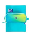 Penar etui dreptunghiular Oxford Gradient 400204527, 3 fermoare, Galben / turcoaz