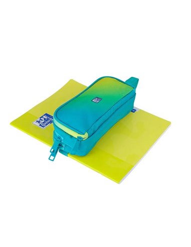 Penar etui dreptunghiular Oxford Gradient 400204527, 3 fermoare, Galben / turcoaz