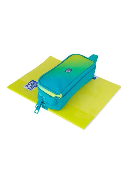 Penar etui dreptunghiular Oxford Gradient 400204527, 3 fermoare, Galben / turcoaz