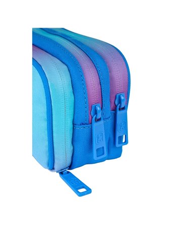Penar etui dreptunghiular Oxford Gradient 400204322, 3 fermoare, Albastru / roz