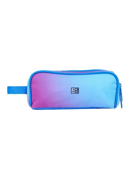Penar etui dreptunghiular Oxford Gradient 400204322, 3 fermoare, Albastru / roz