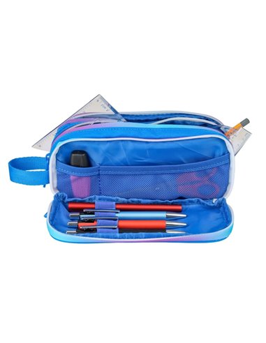 Penar etui dreptunghiular Oxford Gradient 400204322, 3 fermoare, Albastru / roz