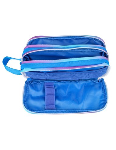 Penar etui dreptunghiular Oxford Gradient 400204322, 3 fermoare, Albastru / roz