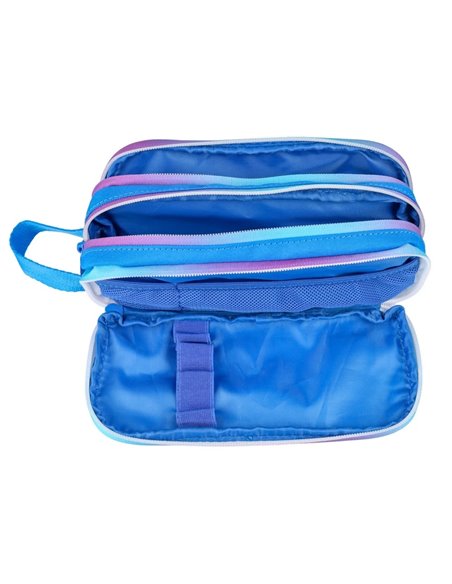 Penar etui dreptunghiular Oxford Gradient 400204322, 3 fermoare, Albastru / roz