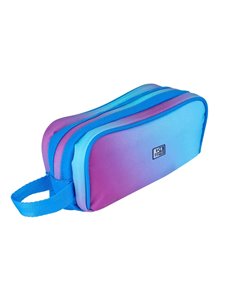 Penar etui dreptunghiular Oxford Gradient 400204322, 3 fermoare, Albastru / roz