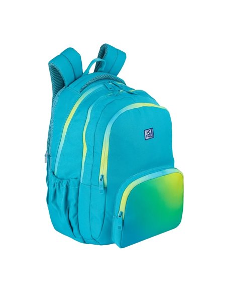 Ghiozdan scoala Oxford Gradient, 3 compartimente, 44 x 29 x 20 cm, Galben/turcoaz