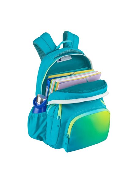 Ghiozdan scoala Oxford Gradient, 3 compartimente, 44 x 29 x 20 cm, Galben/turcoaz