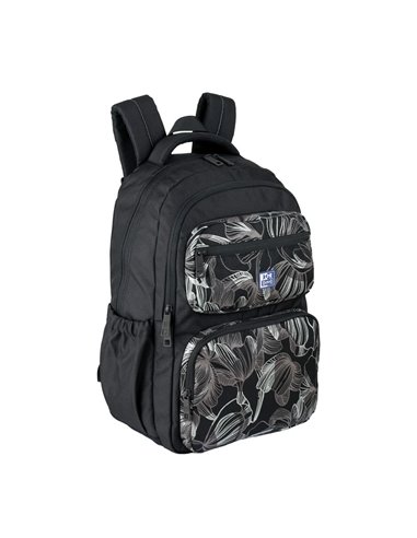 Ghiozdan scoala Oxford Dream Tech holografic, 44 x 32 x 18 cm, Negru floral