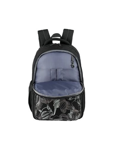 Ghiozdan scoala Oxford Dream Tech holografic, 44 x 32 x 18 cm, Negru floral