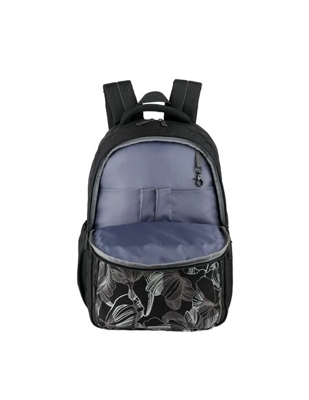 Ghiozdan scoala Oxford Dream Tech holografic, 44 x 32 x 18 cm, Negru floral