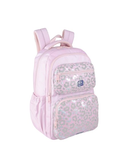 Ghiozdan scoala Oxford Dream Tech holografic, 44 x 32 x 18 cm, Pink animal