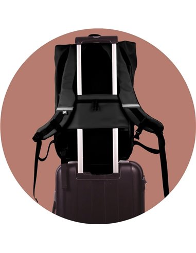Rucsac Oxford Identity off road rolltop, 10 compartimente, 48 x 32 x 10 cm, Negru