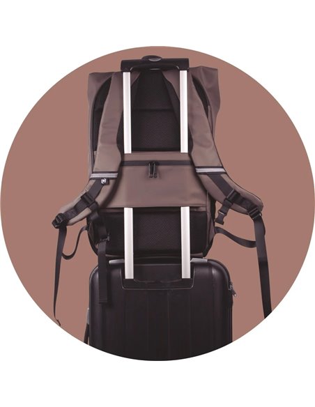 Rucsac Oxford Identity off road rolltop, 10 compartimente, 48 x 32 x 10 cm, Maro