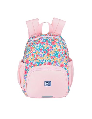 Ghiozdan gradinita Oxford, 31 x 23 x 12 cm, Motiv Flowers, Roz