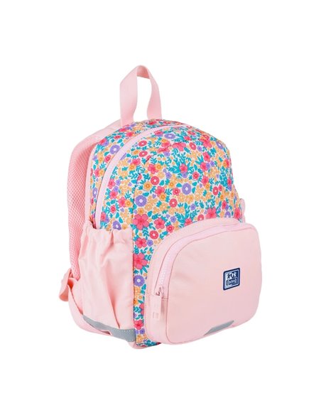 Ghiozdan gradinita Oxford, 31 x 23 x 12 cm, Motiv Flowers, Roz