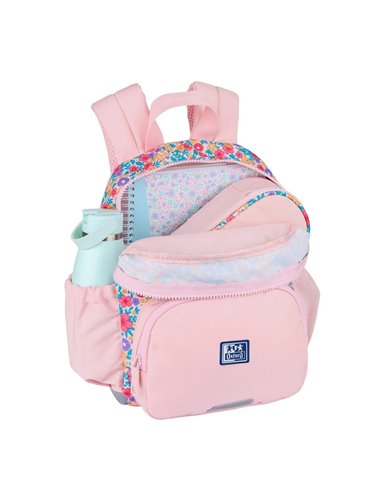 Ghiozdan gradinita Oxford, 31 x 23 x 12 cm, Motiv Flowers, Roz