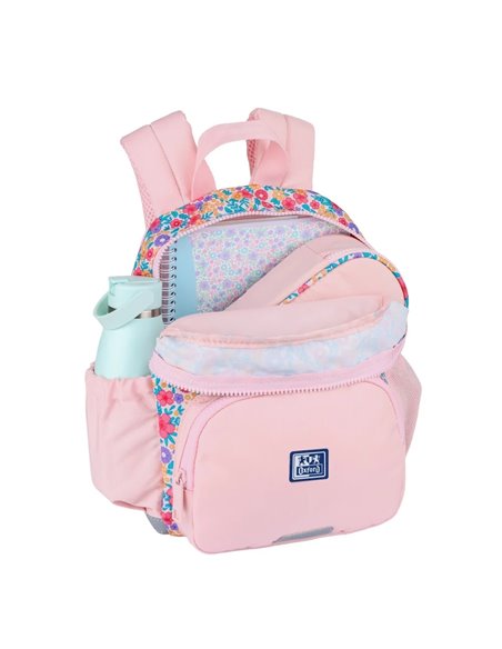 Ghiozdan gradinita Oxford, 31 x 23 x 12 cm, Motiv Flowers, Roz