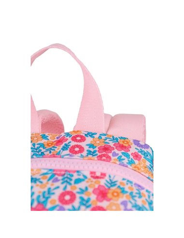 Ghiozdan gradinita Oxford, 31 x 23 x 12 cm, Motiv Flowers, Roz