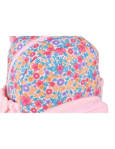Ghiozdan gradinita Oxford, 31 x 23 x 12 cm, Motiv Flowers, Roz
