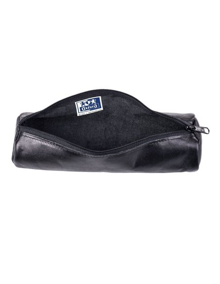 Penar etui rotund Oxford, piele naturala, Negru
