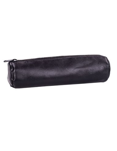 Penar etui rotund Oxford, piele naturala, Negru