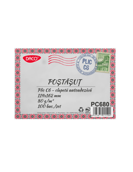 PC680,Plic C6 autoadeziv Set 100 Alb PC680 DACO
