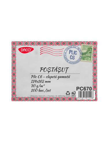 PC670,Plic C6 gumat Set 100 Alb PC670 DACO