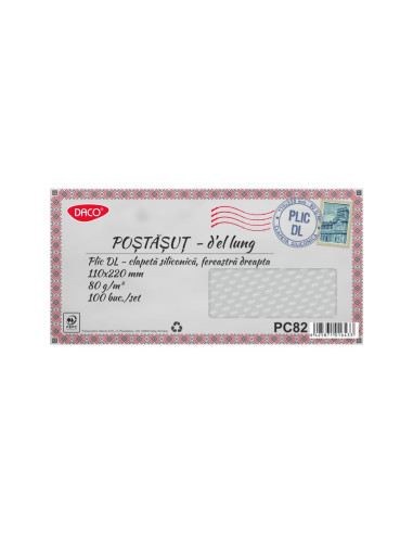 PC82,Plic DL siliconic cu fereastra dreapta Set 100 PC82 DACO