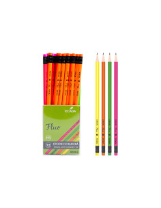 45002-72,Creion negru cu radiera FLUO ECADA - Set 72