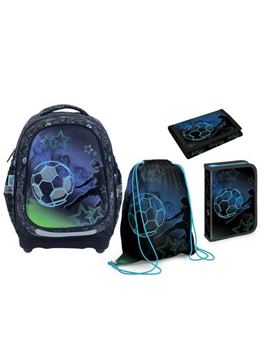 Set micul scolar S-COOL SC3369: Ghiozdan, Penar echipat, Sac sport, Portofel, Football